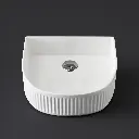 400x350x130mm Arch Fluted Gloss White Ceramic Art Basin Above Counter Basin