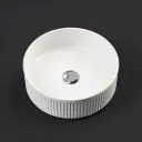 400x400x130mm Round Fluted Goss White Ceramic Art Basin Above Counter Basin