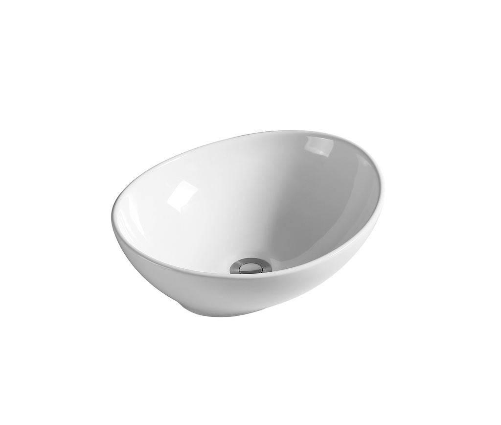 [55417] 410*340*135mm Gloss White Birch Fine Ceramic Above Counter Basin No Overflow,32mm Waste