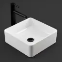 410*410*135mm Square Gloss White Ceramic Above Counter Basin Non-overflow