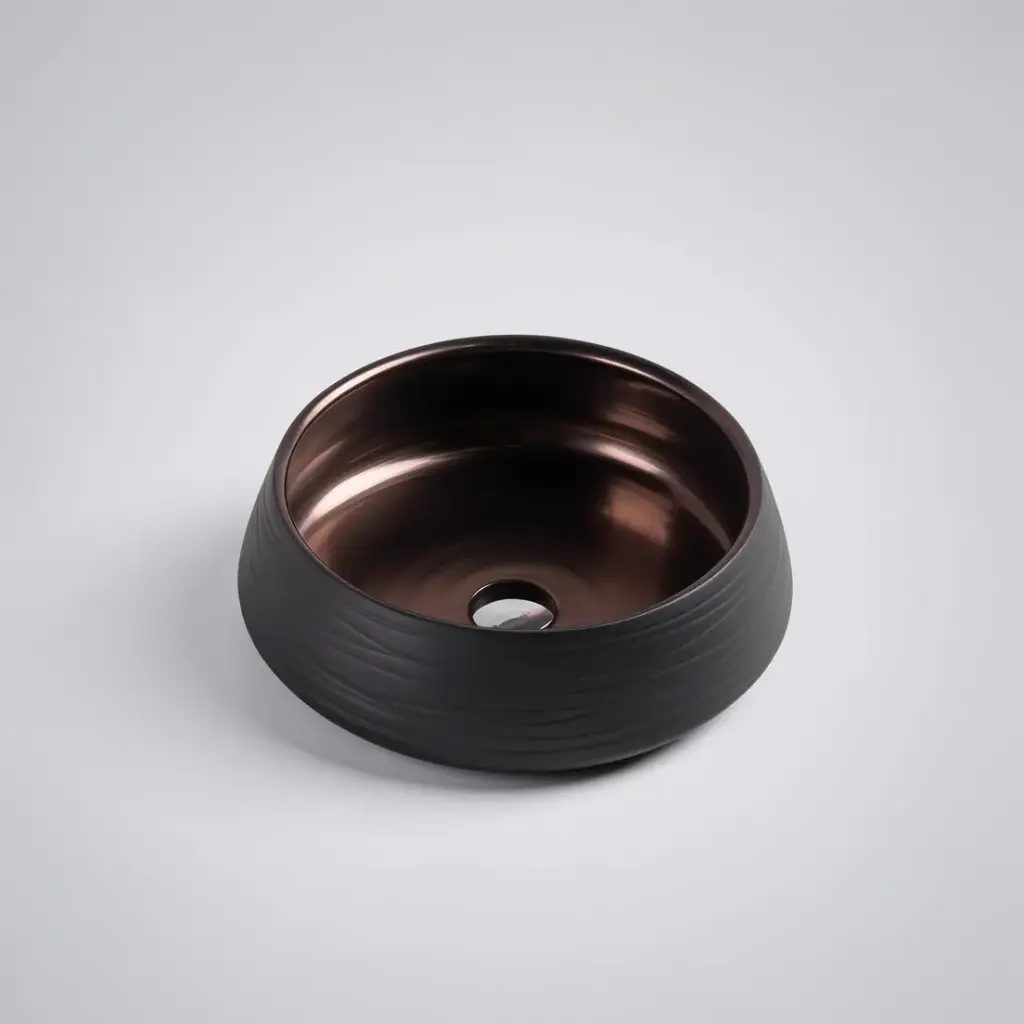 [50059] 410*410*140mm Counter-Top Circular Art Matte Black Basin