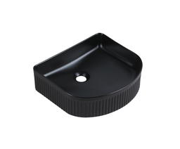 [50018] 415*365*120mm Cora Above Counter Fluted Matt Black Arch Basin