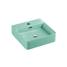 [50038] 420*420*120mm Wall Hung Square Antique Green Basin With Mixer Hole