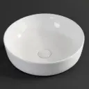 420*420*140mm Round Gloss White Ceramic Above Counter Basin With Tap Hole Non-overflow