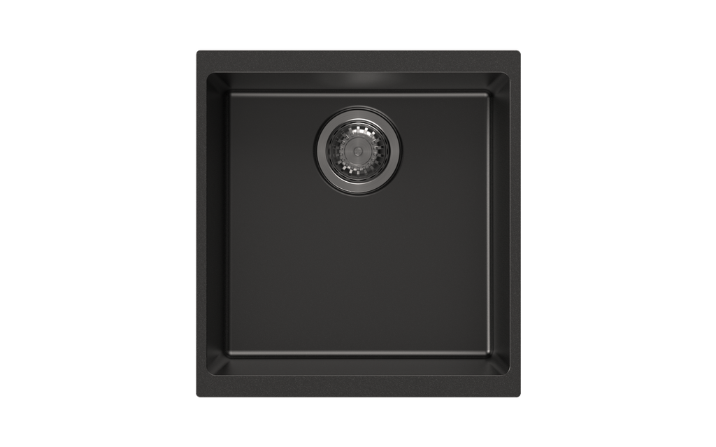 [41390] 430*460*200mm Carysil Black Single Bowl Granite Kitchen/Laundry Sink Top/Flush/Under Moun