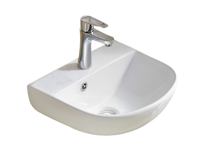 [55492] 440*369*175mm Gloss White Carrida Fine Ceramic Wall Hung Basin Overflow,32mm Waste