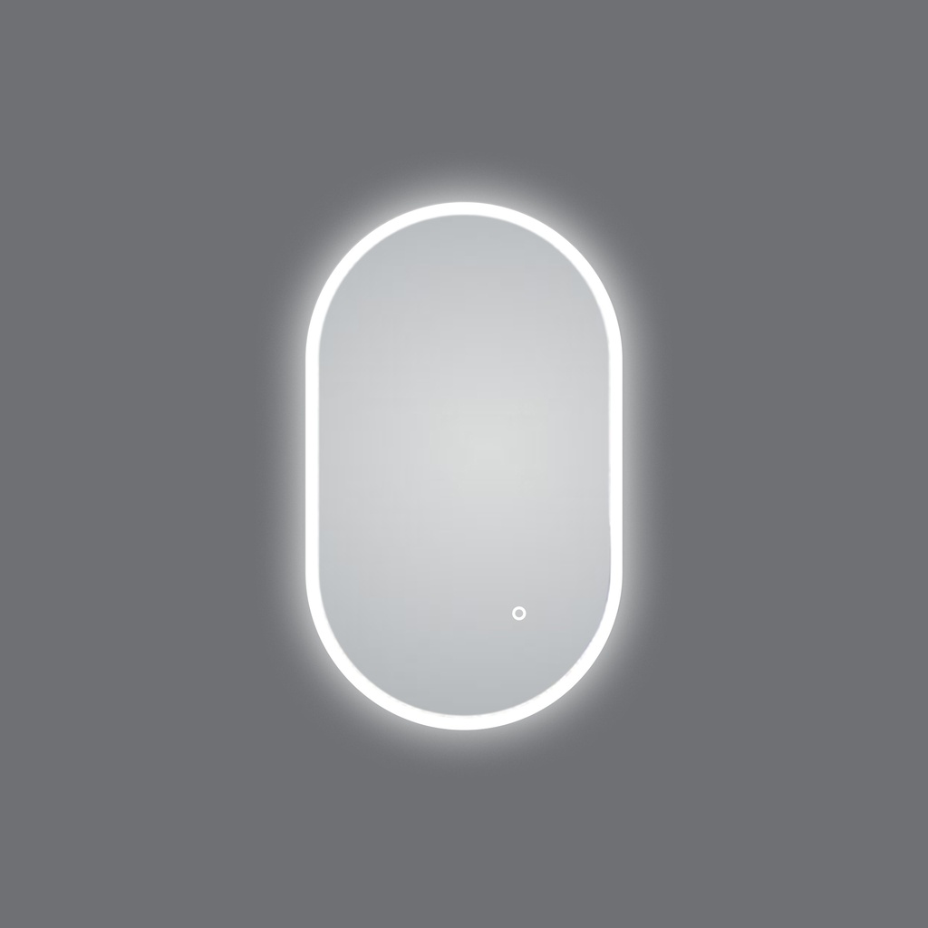 [41237] 450*750mm Oval 3 Color Lighting Acrylic LED Mirror Touch Sensor Switch Defogger Pad Wall Mounted