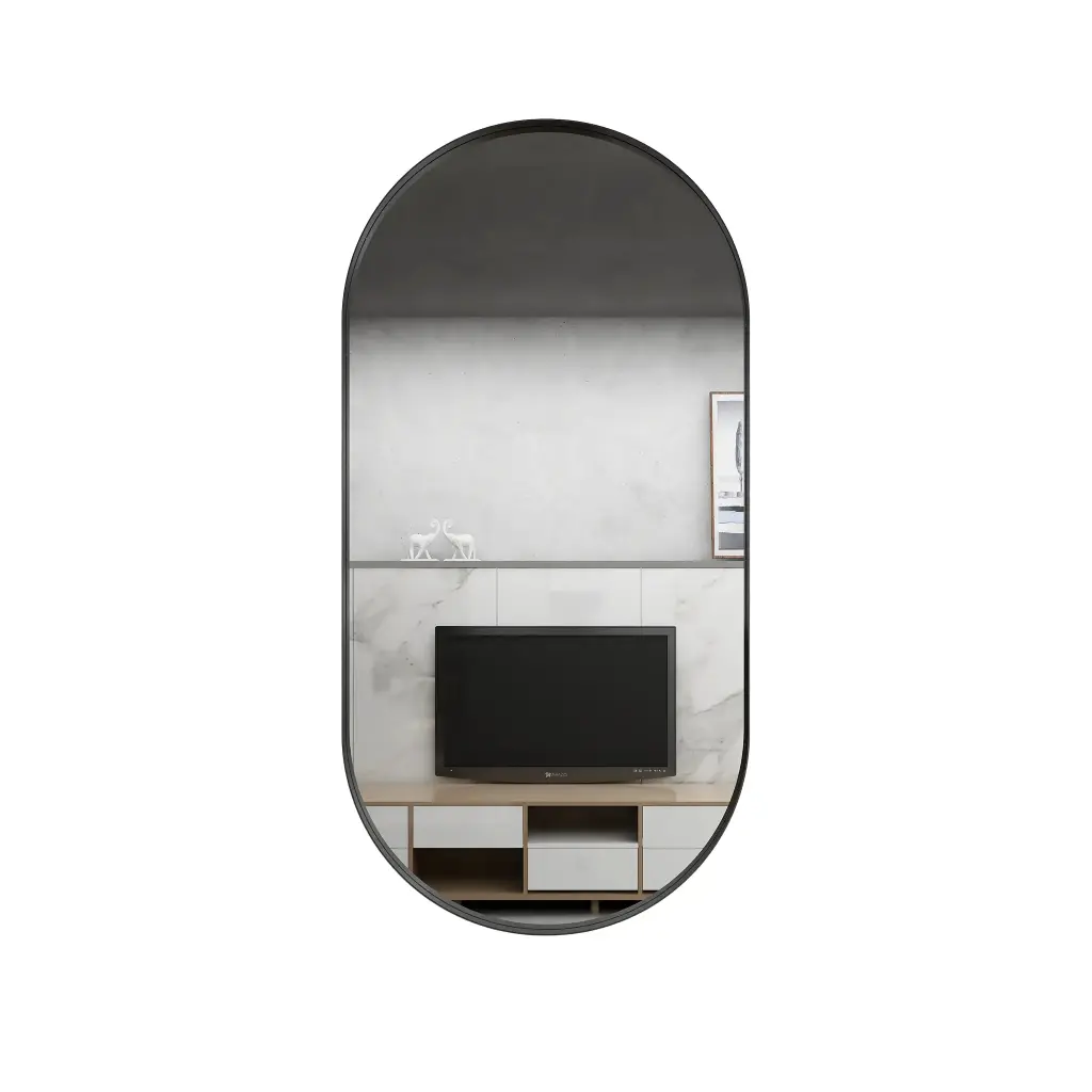 [85037/YO4590MB] 450*900mm Black Framed Oval Mirror