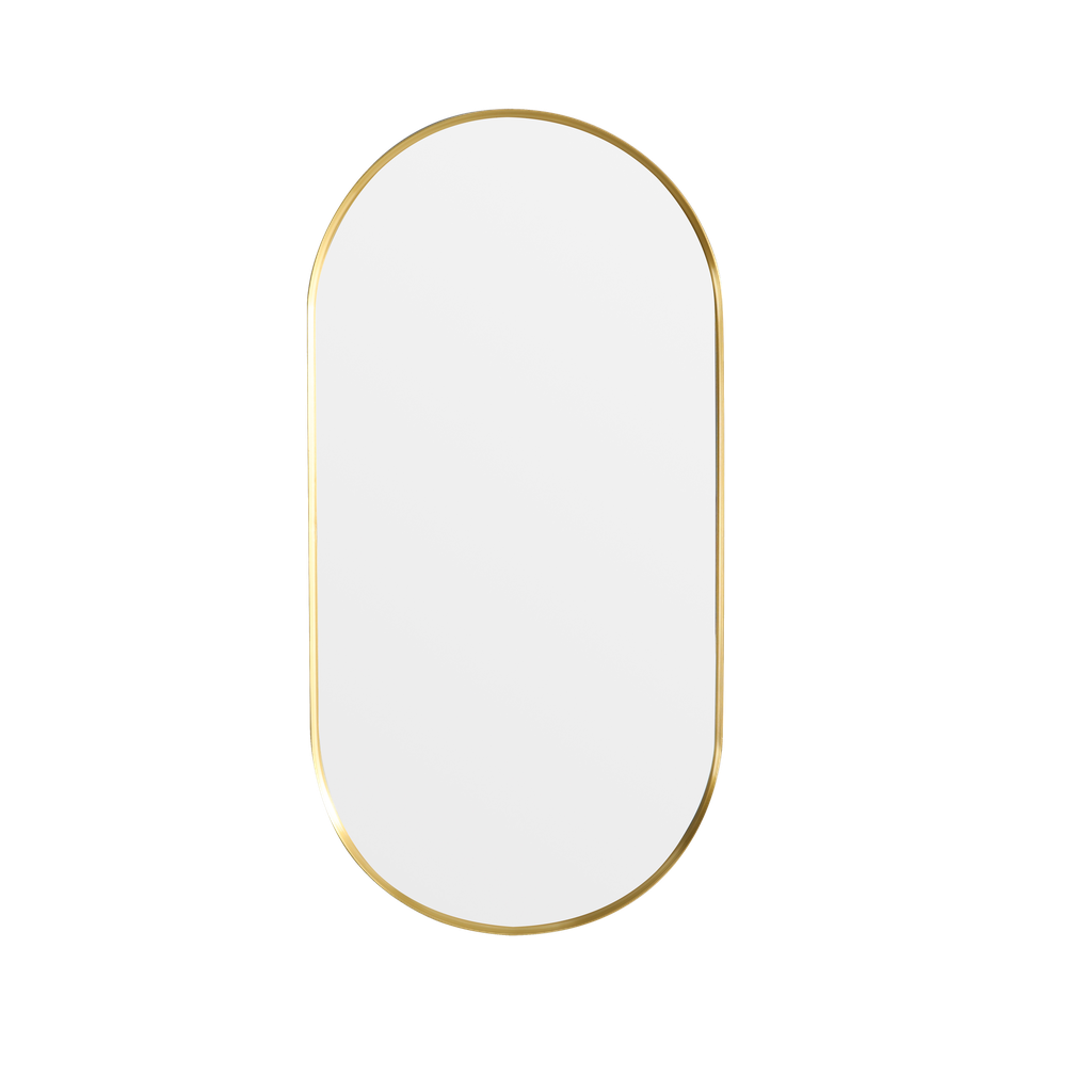 [55912] 450X1200X35mm Brushed Gold Ellips Frame Mirror