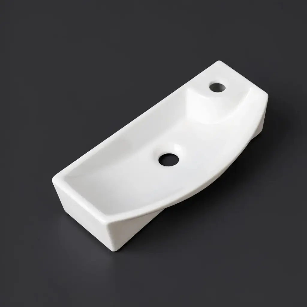 [90141/AC4621S-TH] 460*210*110mm Rectangle Gloss White Ceramic Above Counter Wall Hung Basin Non-overflow