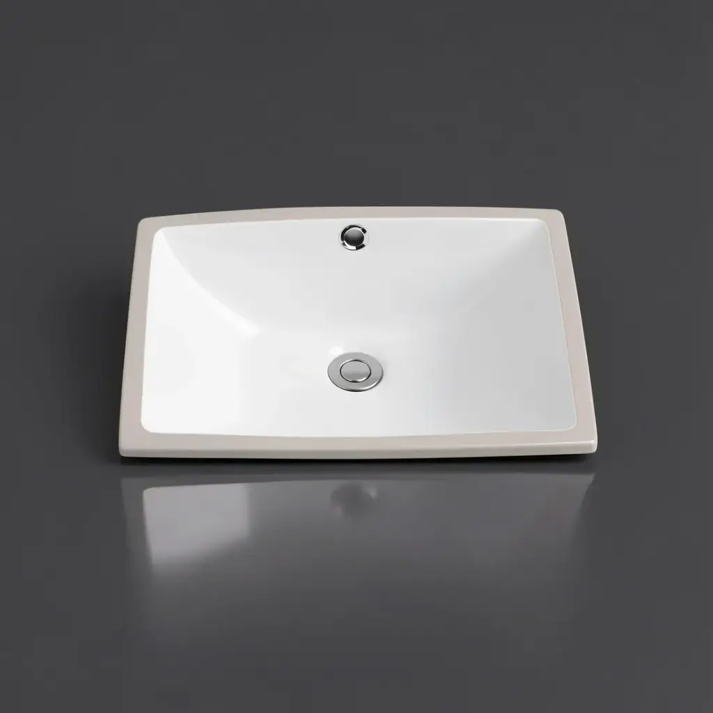 [55509] 460*335*190mm Gloss White Crete Fine Ceramic Under Counter Basin With Overflow,32mm Waste