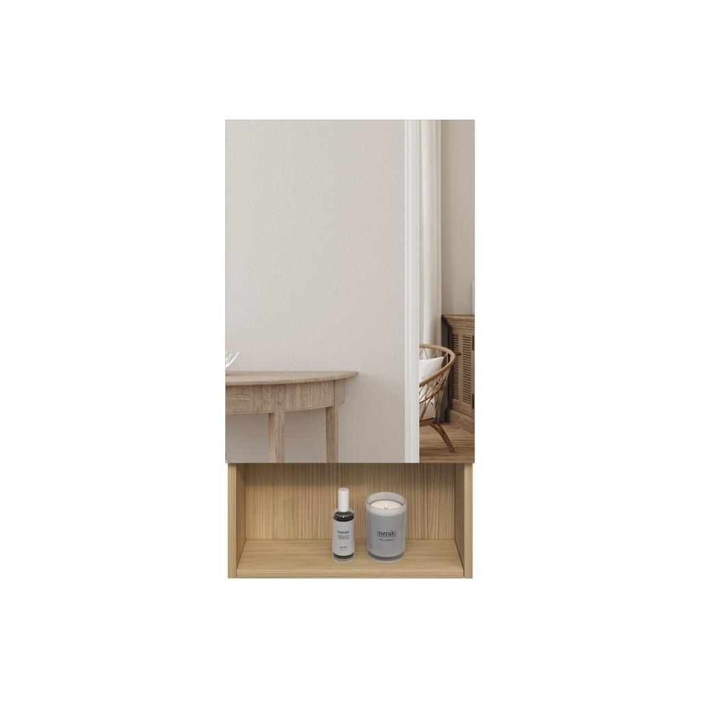 [94020/PJ-MC-L] 460x860x154mm Natural Oak Laminated Particle Board 1 Left Hinged Mirrored Door Mirror Cabinet
