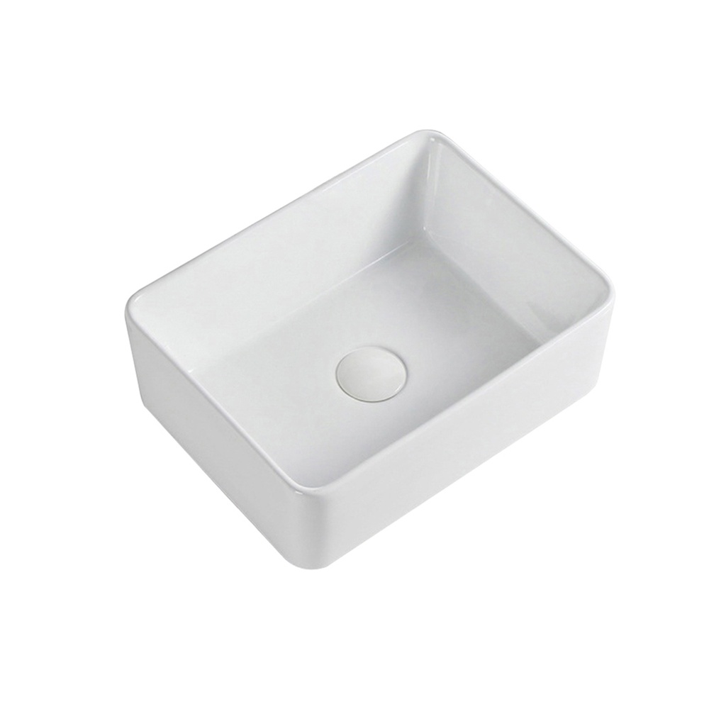 [90123/AC4838S] 485*385*130mm Rectangle Gloss White Ceramic Above Counter Basin Non-overflow