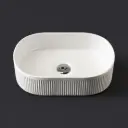 490x310x130mm Pill Fluted Gloss White Ceramic Art Basin Above Counter Basin
