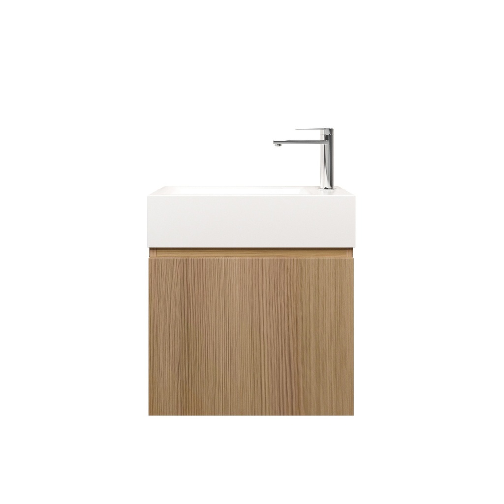 [94019/PJ-VA-R] 490x400x250mm Natural Oak Laminated Particle Board 1 Right Hinged Door Wall Hung Vanity