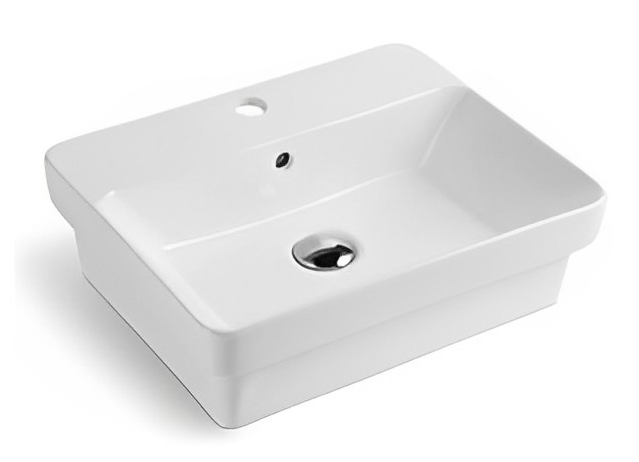 [55518] 495*400*150mm Gloss White Kliff Fine Ceramic Insert Basin Tap Hole Overflow,32mm Waste