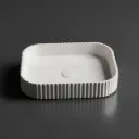 500*350*120mm Matt White Japserfluted Solid Surface Above Counter Basin 32mm Waste