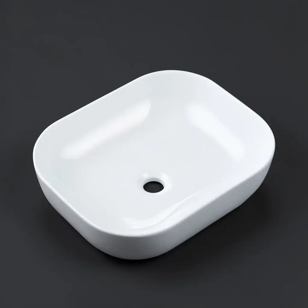 [90125/AC5040S] 500*400*150mm Rectangle Gloss White Ceramic Above Counter Basin Non-overflow