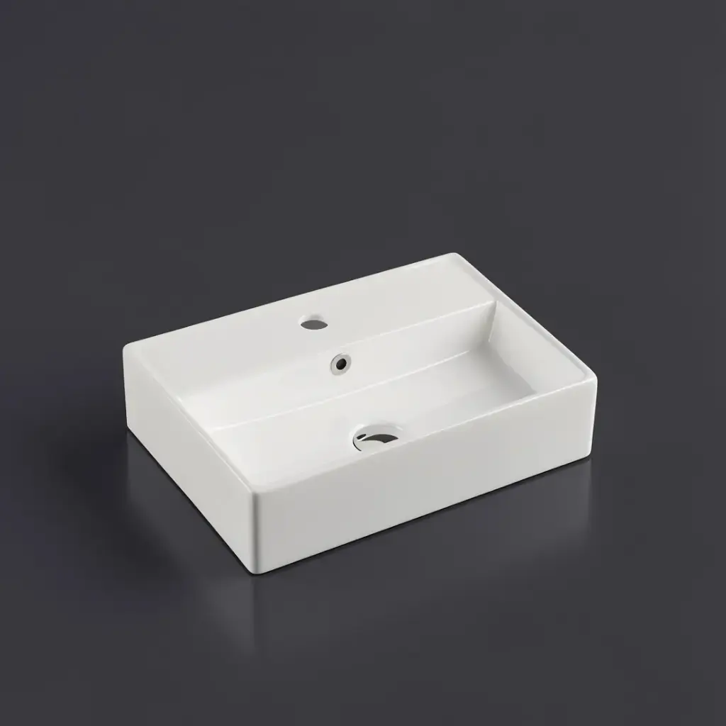 [50086] 505*350*125mm Wall Hung Rectangular Basin With Mixer Hole
