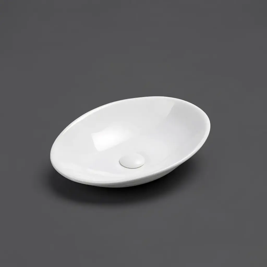 [55418] 510*350*95mm Gloss WhiteCabrita Fine Ceramic Above Counter Basin No Overflow,32mm Waste