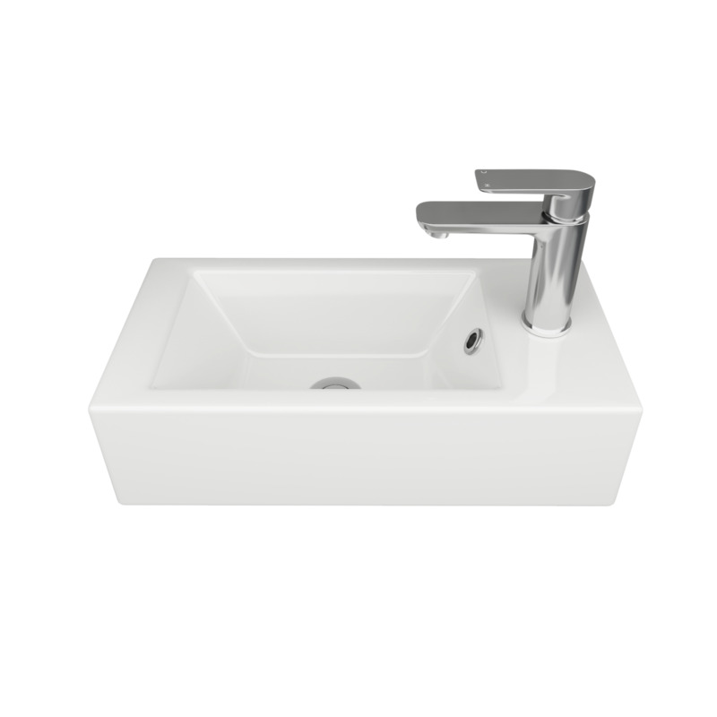 [90216/CT5125R] 510L*255D*150Hmm Gloss White Ceramic Top Right Tap Hole