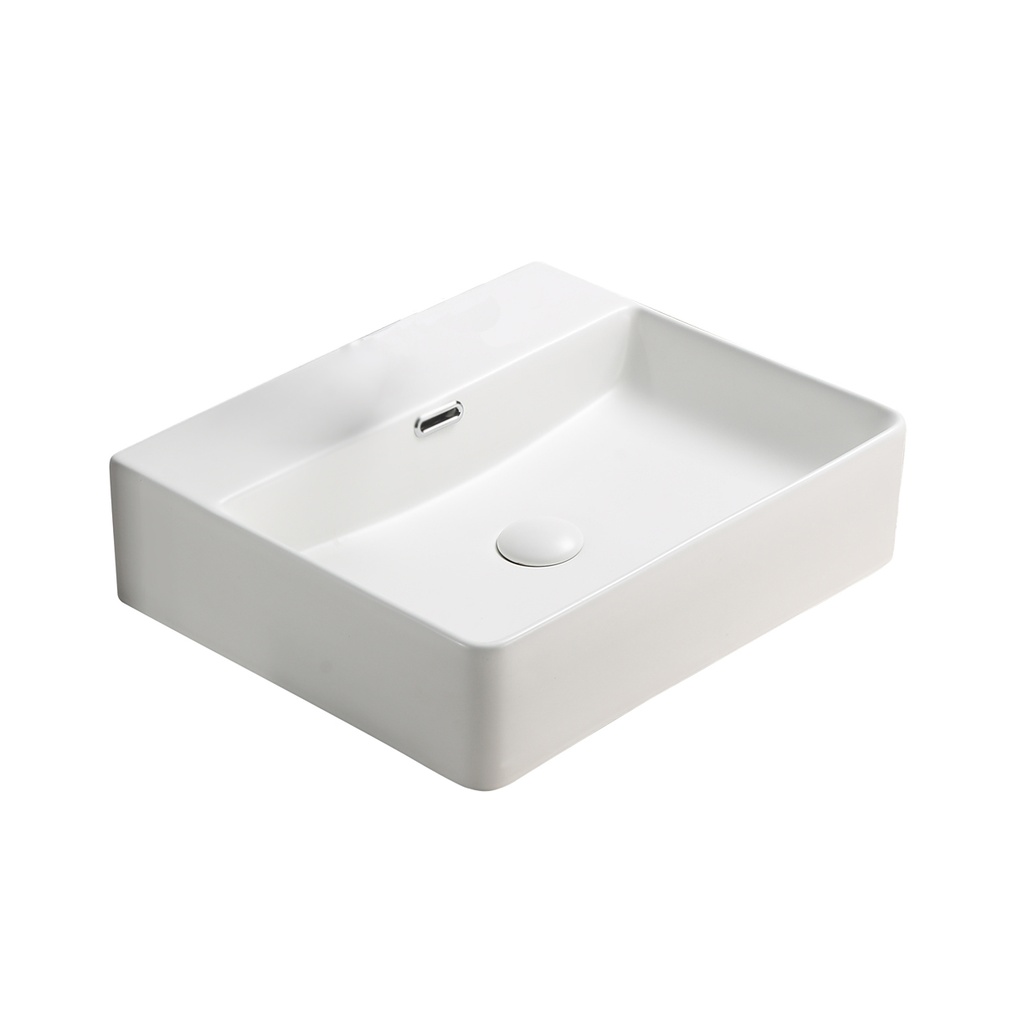 [55505] 515*425*135mm Matt White Kliff Fine Ceramic Wall Hung/Above Counter Basin No Tap Hole With Overflow,32mm Waste,No Tap Hole
