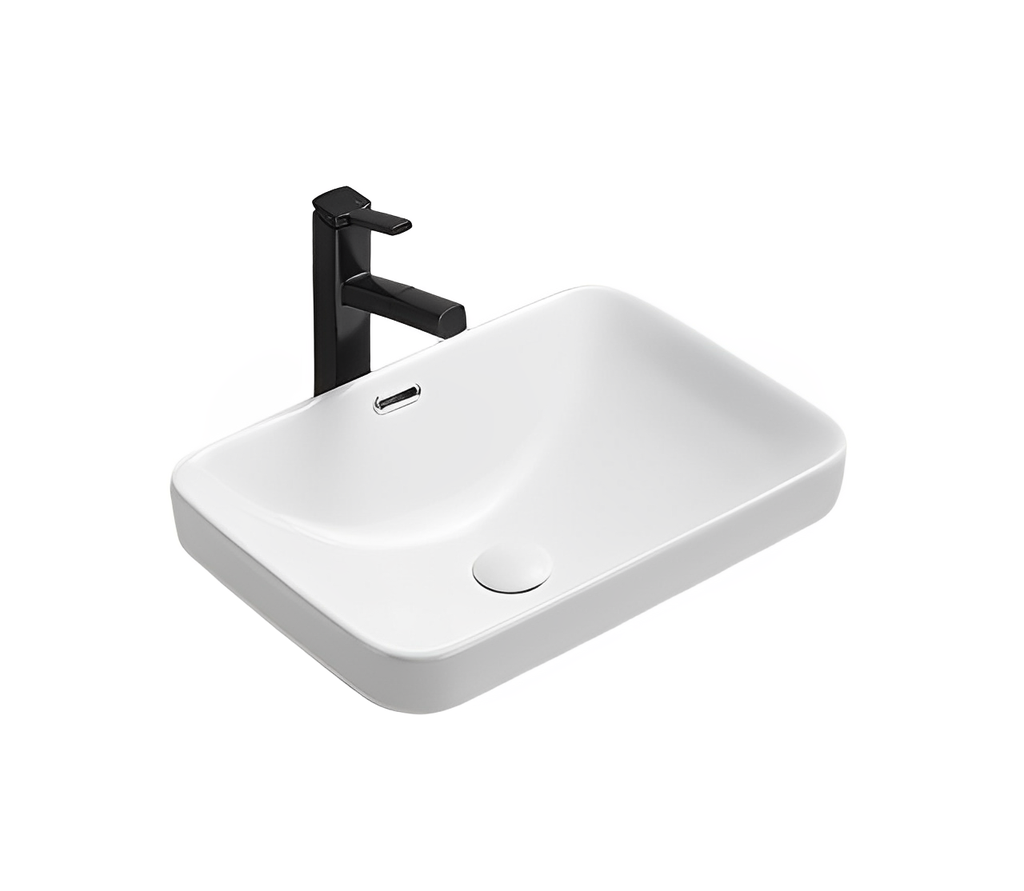 [55522] 517*365*170mm Gloss White Kliff Fine Ceramic Insert Basin Overflow,32mm Waste