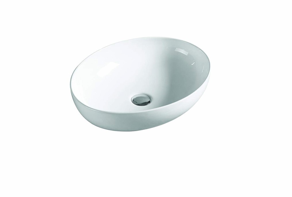 [55419] 520*395*130mm Gloss White Carey Fine Ceramic Above Counter Basin No Overflow,32mm Waste