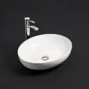 520*395*130mm Gloss White Carey Fine Ceramic Above Counter Basin No Overflow,32mm Waste