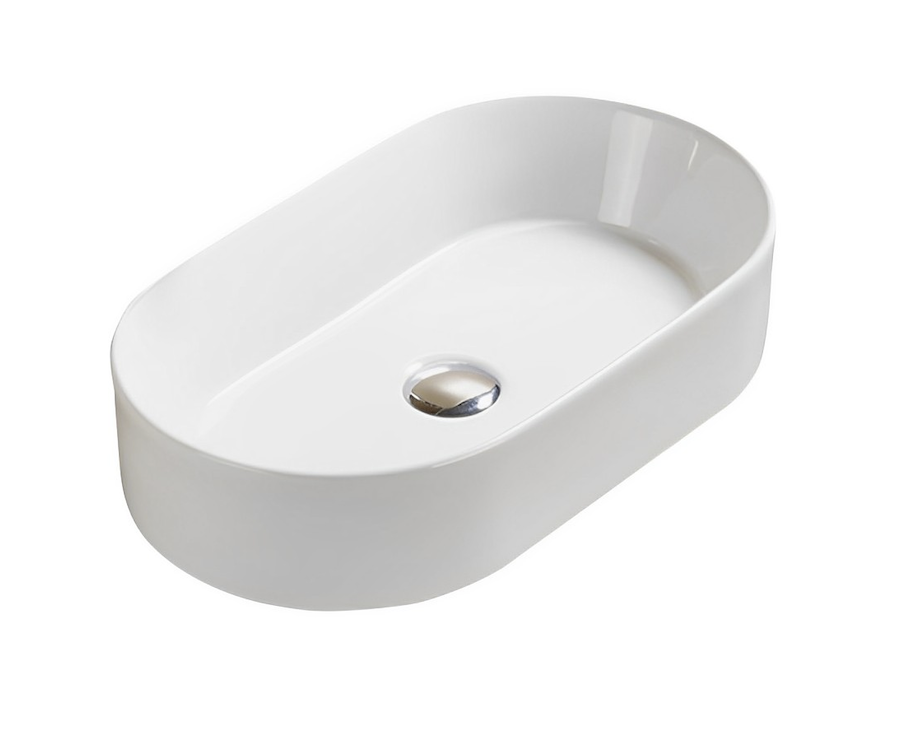 [55444] 525*300*110mm Gloss White Ellips Fine Ceramic Above Counter Basins Non Overflow,32mm Waste