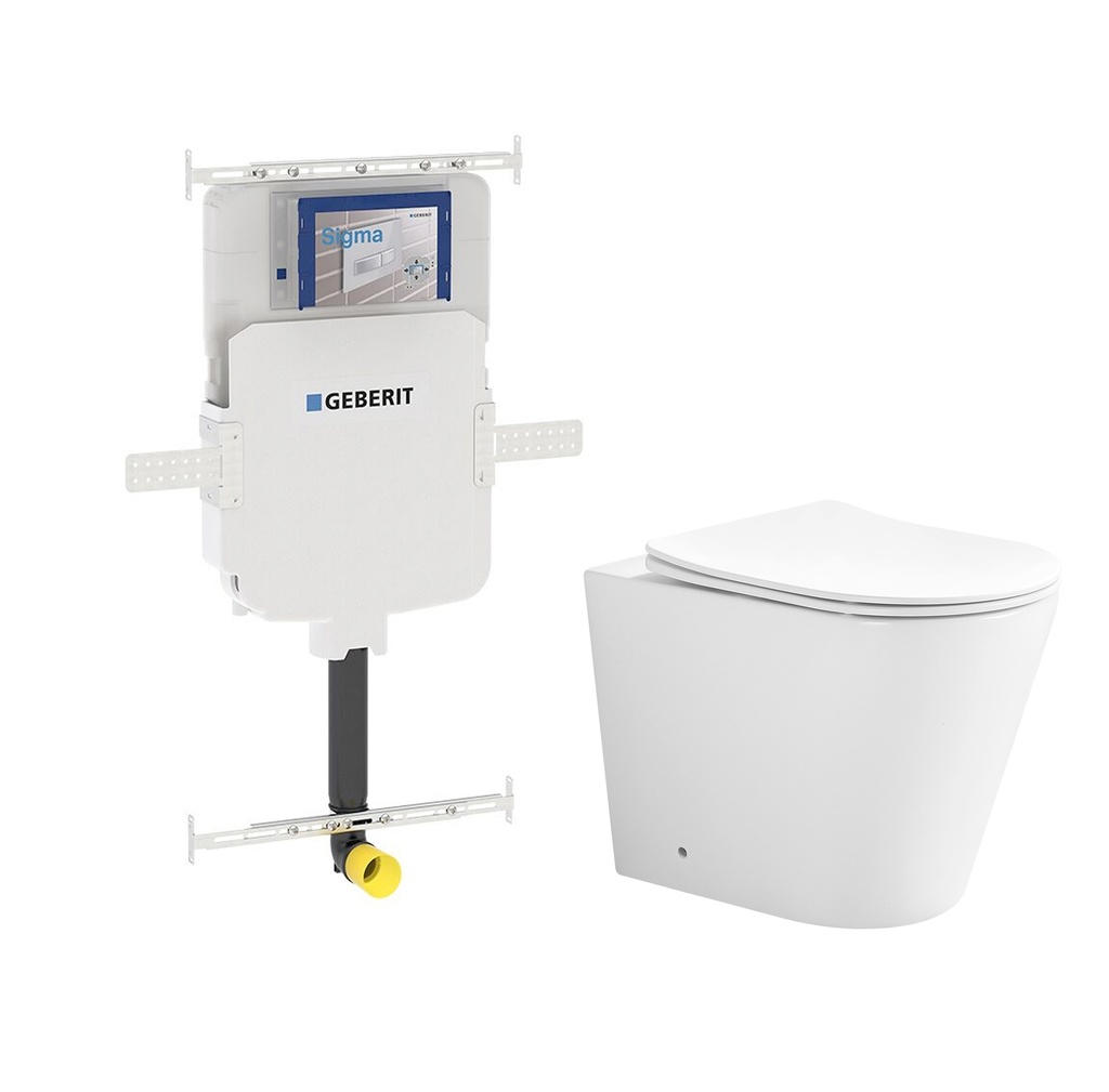 [56166] 545*360*140mm Acadia Geberit Inwall Floor Toilet Suite Tornado Rimless Wall Faced Floor Pan