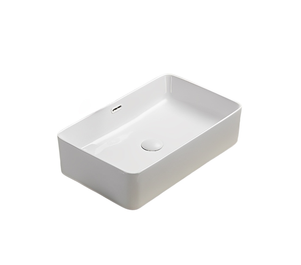 [55425] 555*360*140mm Gloss White Crete Fine Ceramic Above Counter Basins Overflow,32mm Waste