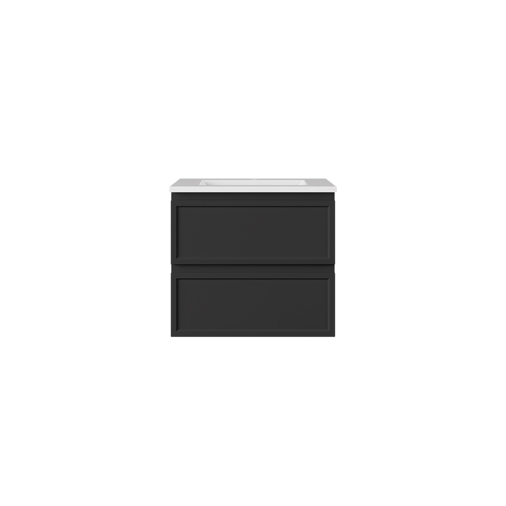 [56480] 590*455*560mm Matte Black Hamilton Federation Wall Hung PVC Cabinet Two Drawers