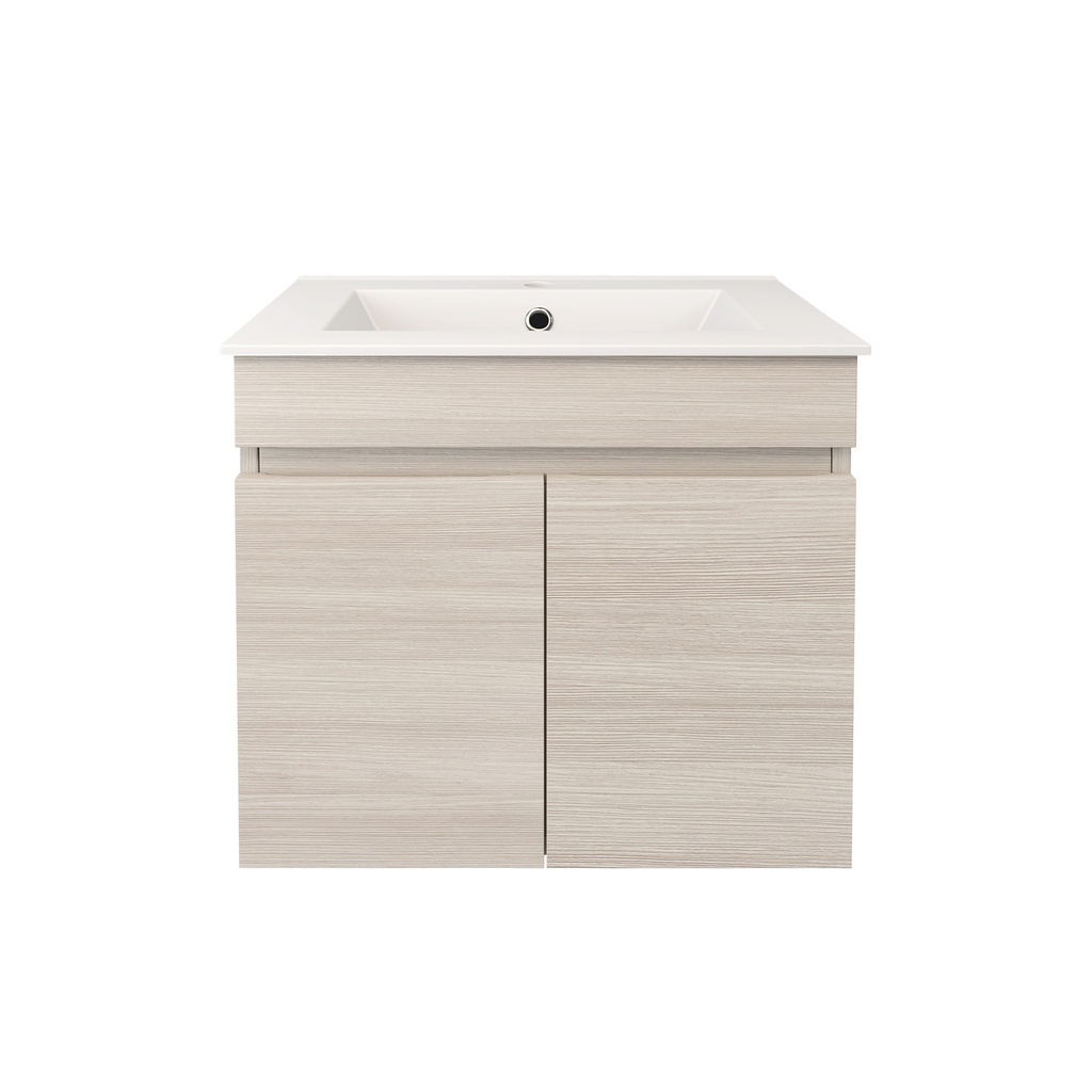 [56542] 590X370X500mm Camden Modern Wall Hung Cabinet Coastal Oak,Soft Closing Finger Pull Doors