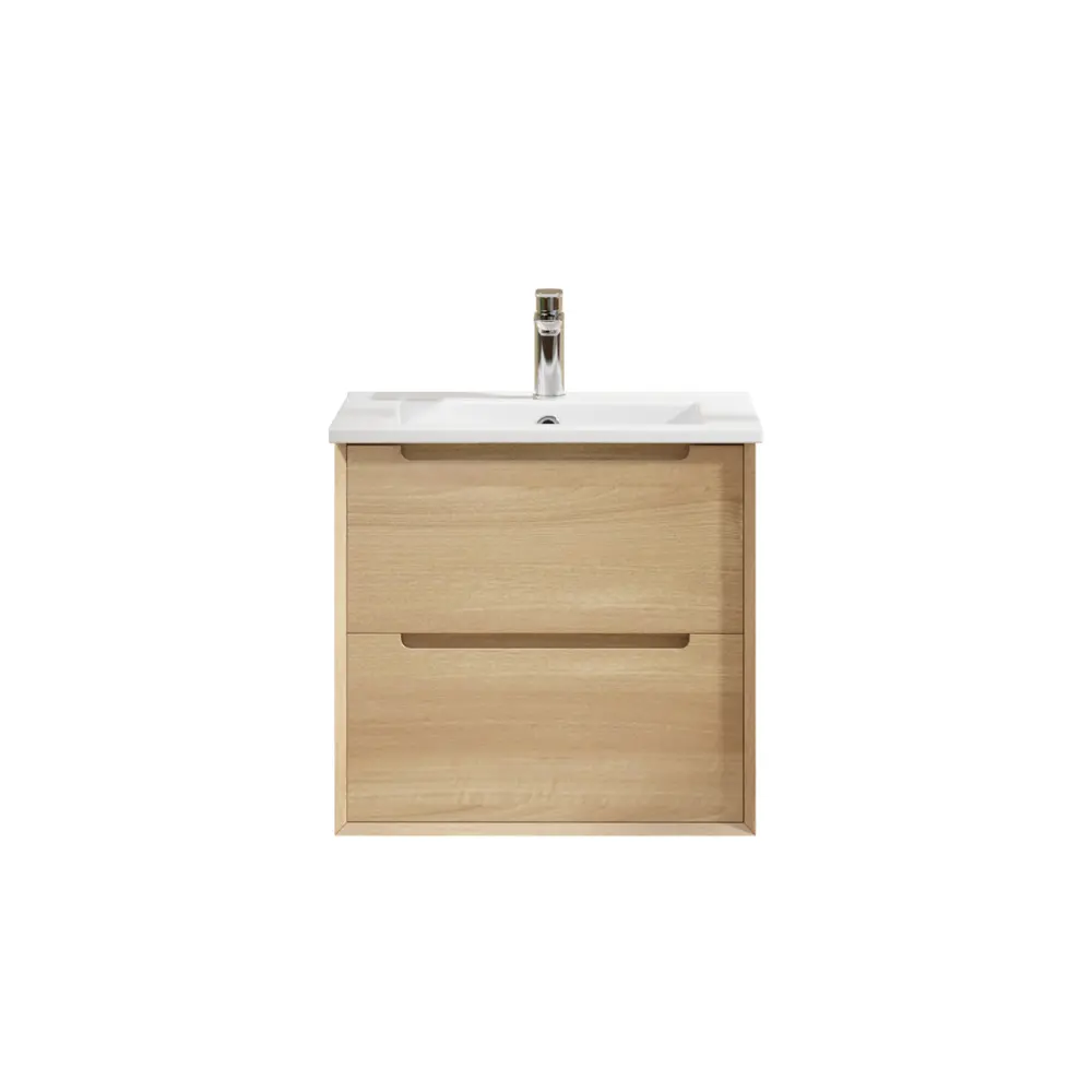 [93404/BE6046W-NO] 590x460x550mm Bell Collection Natural Oak 2/DW Wall Hung Vanity