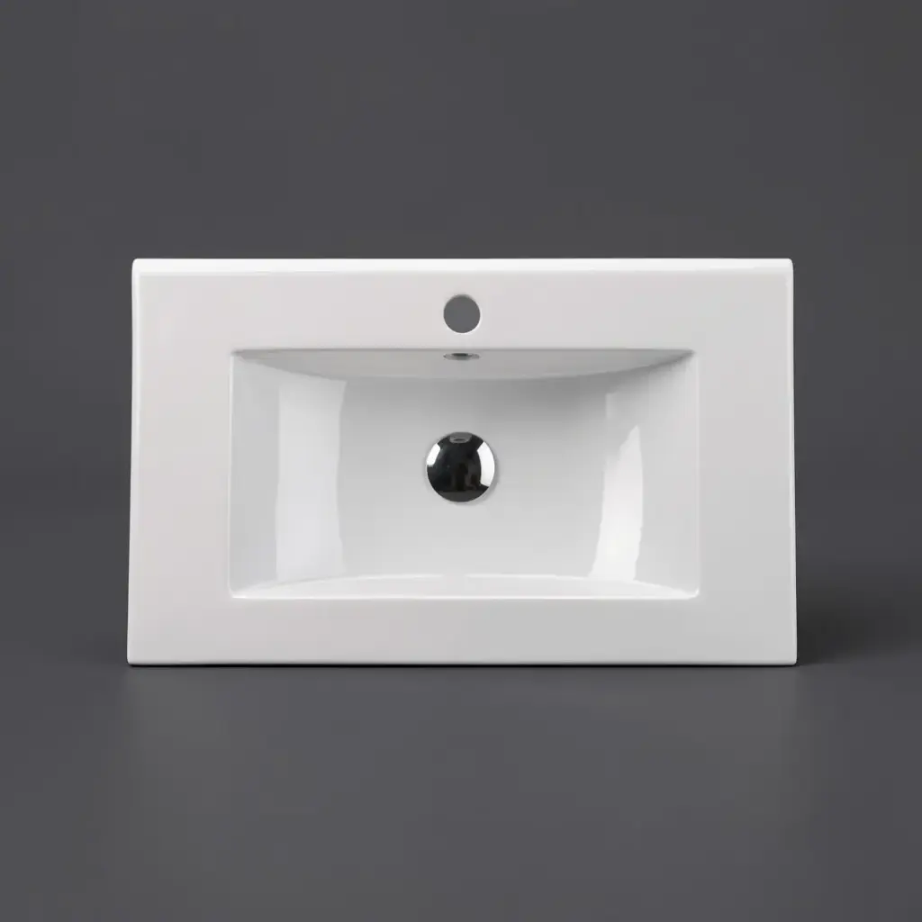 [50132] 600*370*190mm Gloss White Slim Ceramic Top With Mixer Hole