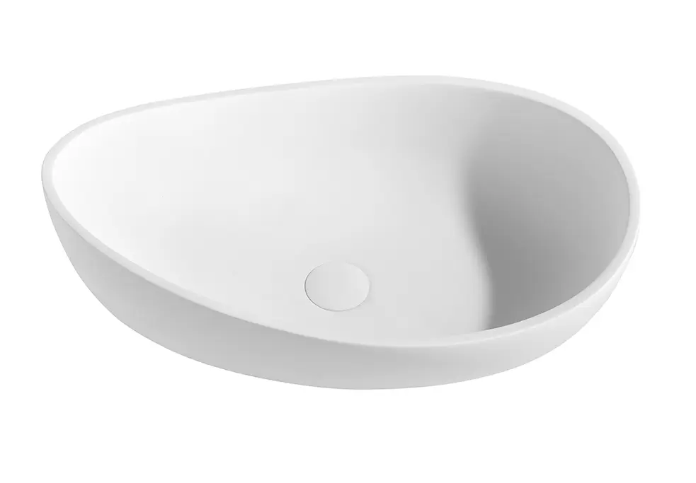 [55397] 600*370*190mm Matt White Waverton Solid Surface Stone Above Counter Basin 32mm Waste