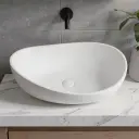 600*370*190mm Matt White Waverton Solid Surface Stone Above Counter Basin 32mm Waste