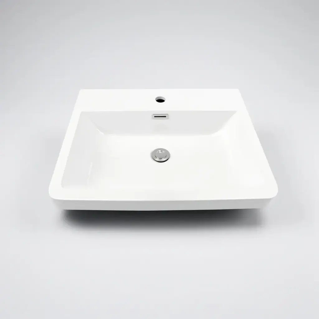 [90113/OW600PT] 600*460*165mm O Shape Basin Poly Marble Top Round Edge
