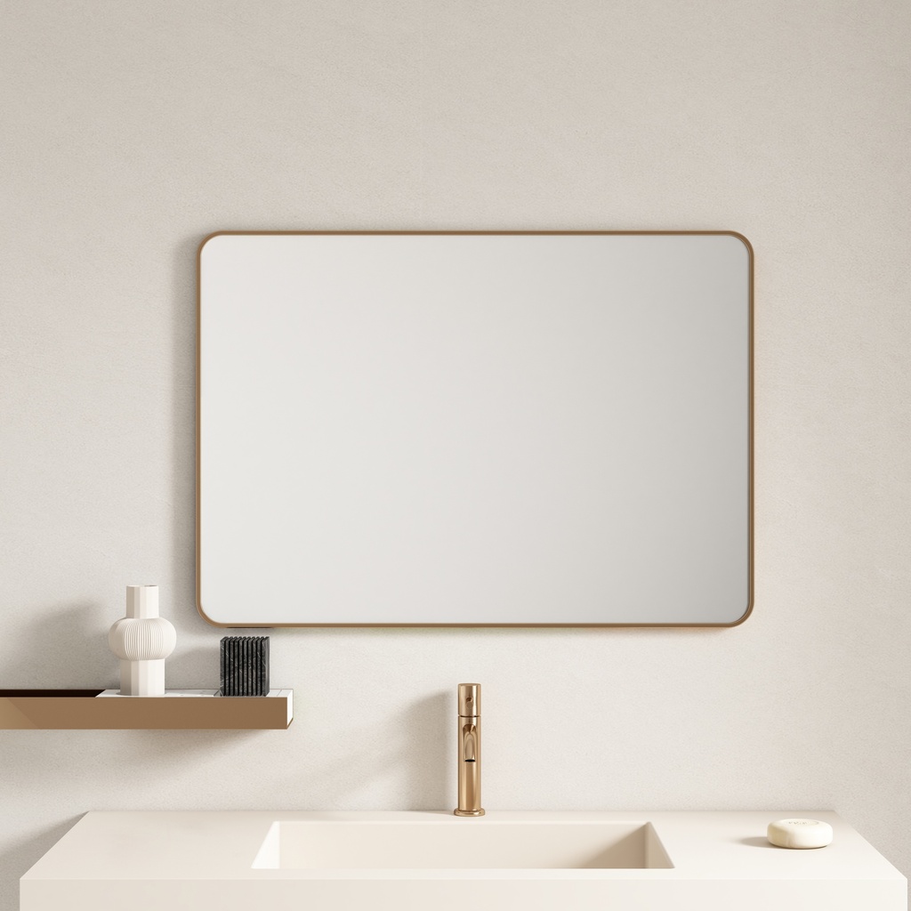 [50239] 600*750*30mm Brushed Golden Aluminum Framed Rectangular Mirror