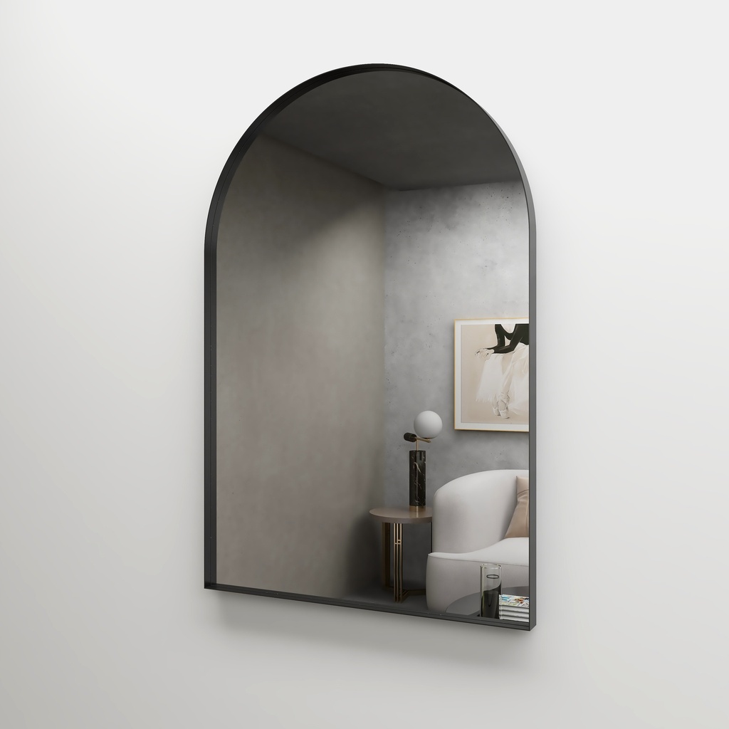 [85038/YA6090MB] 600*900mm Black Framed Arch Mirror