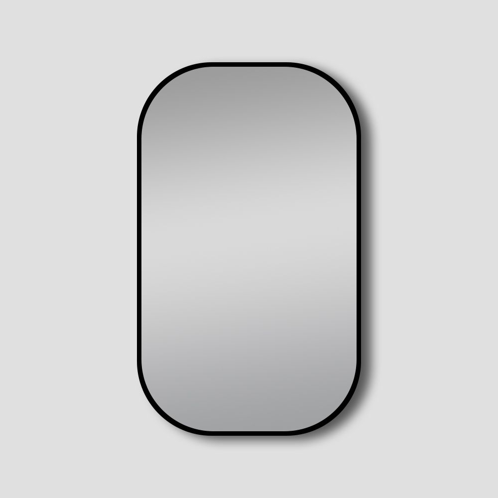 [41414] 600*900mm Matte Black Rounded Rectangular Framed Mirror