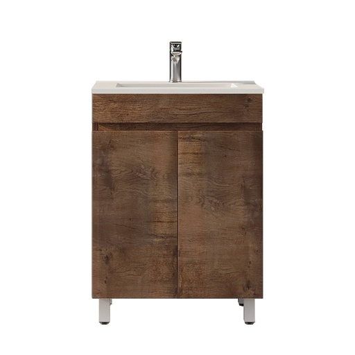 [93099/B63L-DO] 600Lx830Hx350Dmm Dark Oak MDF Board with PVC Vacuum Filmed 2/DR Freestanding Vanity