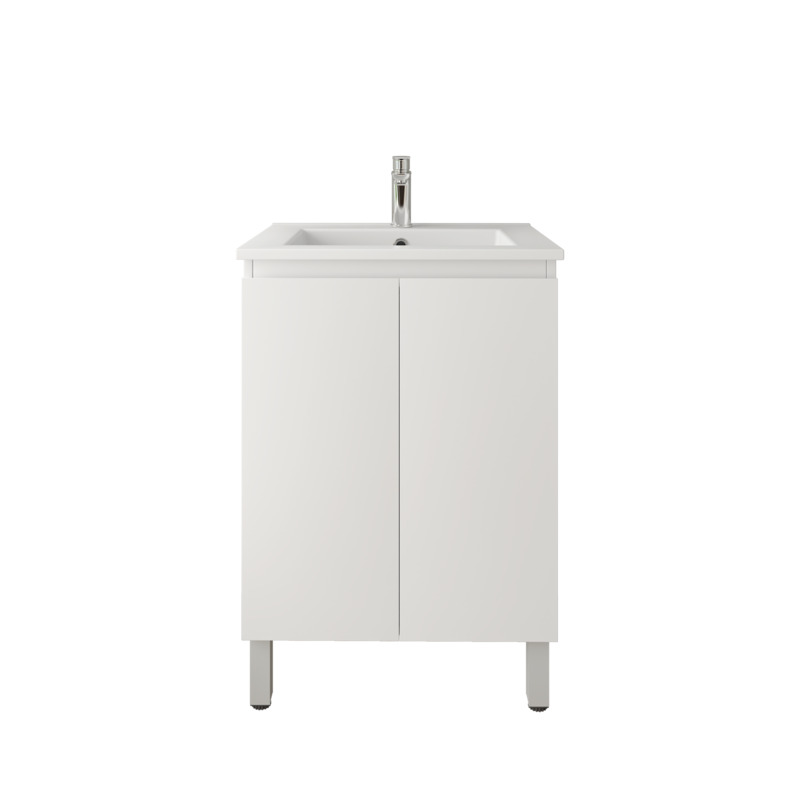 600Lx830Hx450Dmm Gloss White 2PAC PVC 2/DR Freestanding Vanity