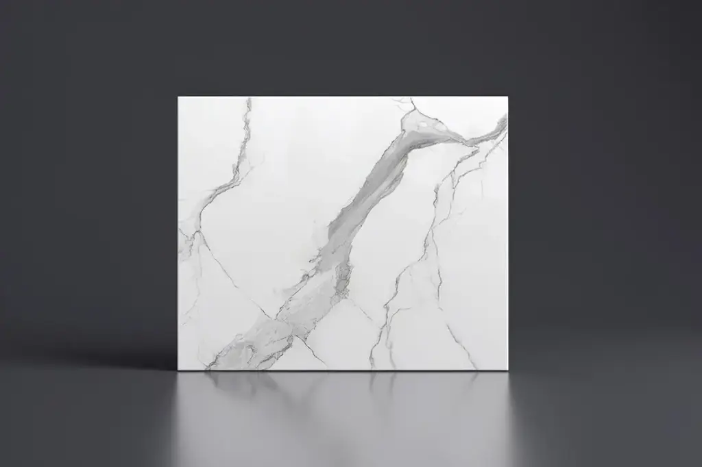 [90169/K65ST-WM] 602x500x15mm White Marble Look Sintered Stone Top Matte Finish Benchtop