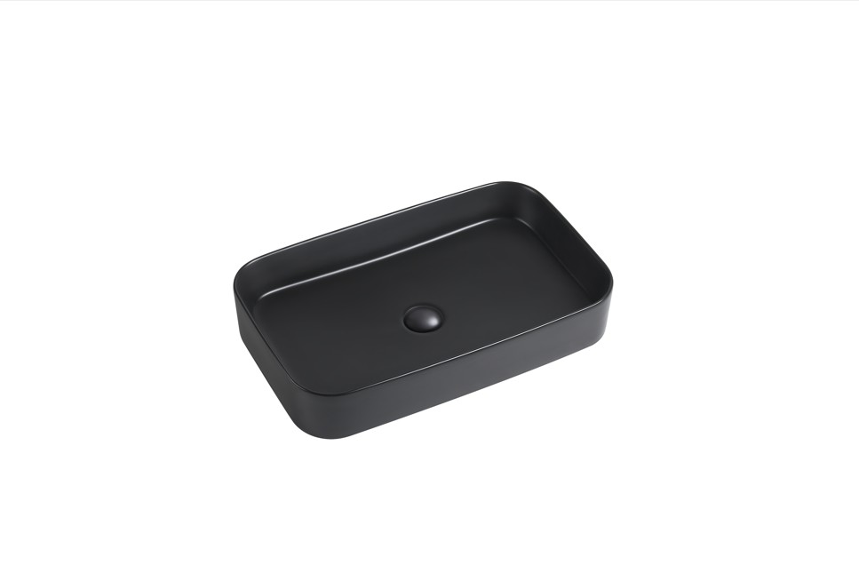 [55458] 605*375*113mm Matte Black Kliff Fine Ceramic Above Counter Basin No Overflow,32mm Waste