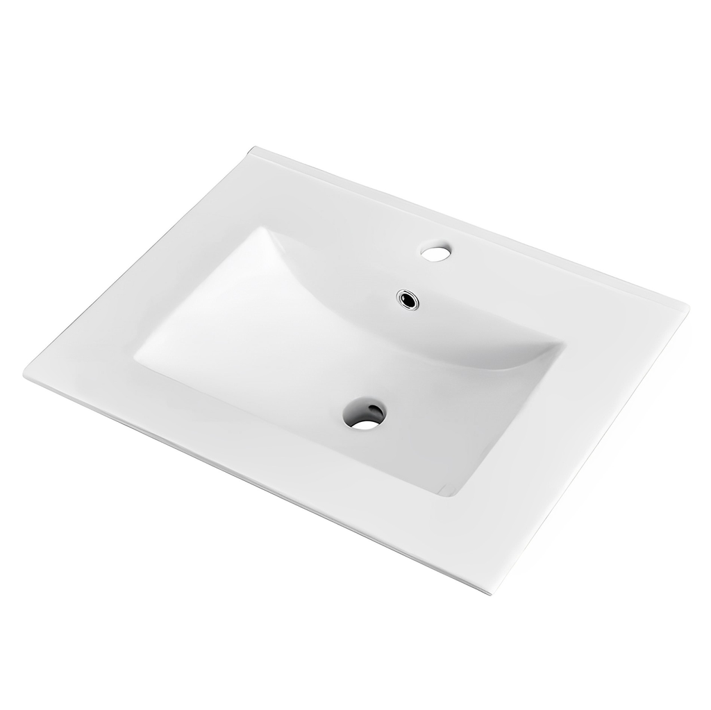 [56301] 605*463*175mm Gloss White Crete Fine Ceramic Counter Top One Tap Hole Overflow,32mm Waste