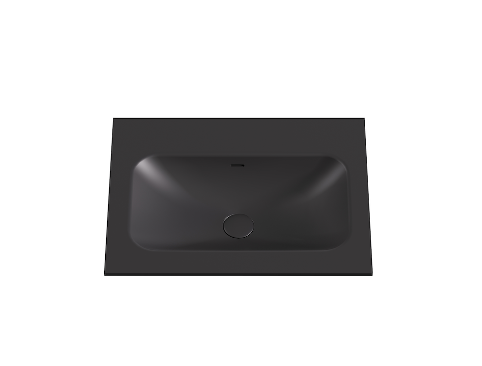 [56080] 605X465X145 Matte Black Chasey Solid Surface Stone Basin