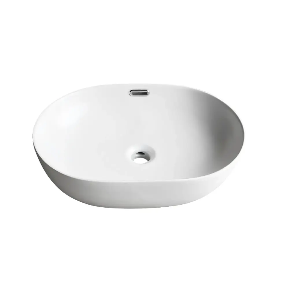 [55448] 610*420*155mm Matte White Ellips Fine Ceramic Above Counter Basins Overflow,32mm Waste