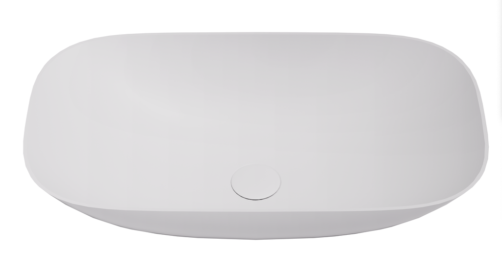 [55396] 630*360*150mm Matt White Perry Solid Surface Stone Above Counter Basin 32mm Waste